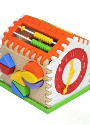 Будиночок-сортер з геометричними фігурками та годинами, tigres