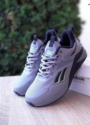 Чоловічі якісні та стильні кросівки reebok nano x2 fleece light gray mens сірі з салатовим