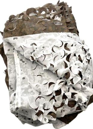 Маскировочная сетка 6х9 двухсторонняя двойная. белая с коричневым зима №1 / осень №2