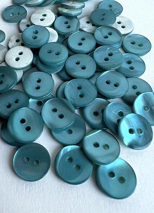 Пуговица 8/225 рубашечна глянцевая 2отв  бирюзовая 12мм ракуш