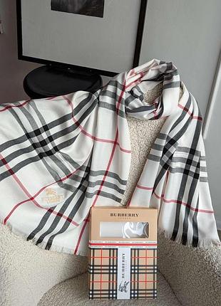 Стильный женский шарфик burberry белый шарф барбери премиум качества брендовый женский палантин