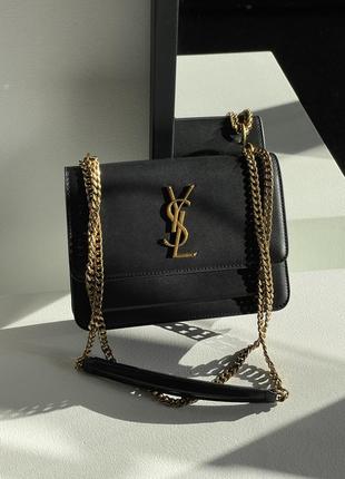 💎 yves saint laurent medium sunset in smooth leather black/gold