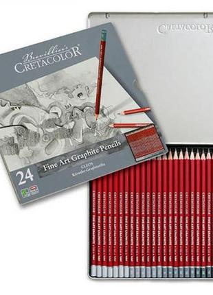 Набір графітних олівців cretacolor cleos 24 шт металевий пенал1 фото