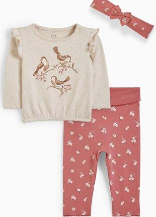 Комплект, костюм для новонародженої дівчинки 0-1 місяць (56 см), німеччина.