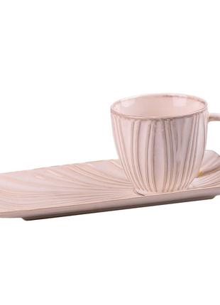 Чашка чайна з порцеляни 350 мл з порцеляновим блюдцем