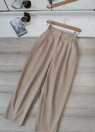 Хлопковые бежевые брюки h&m p m