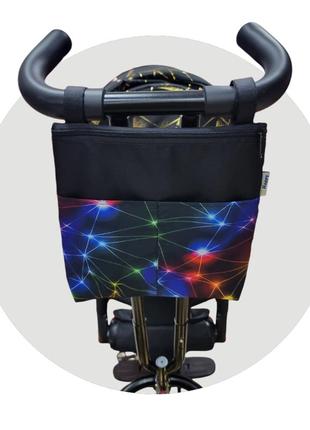 Сумка на ручку дитячого велосипеда чи на самокат, велосумка, бардачок. сумочка. синій, галактика