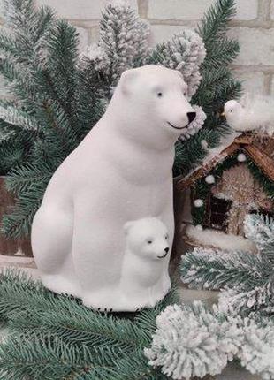 Фигурка с флоковым напылением "медведица с медвежонком" h 25х17х13