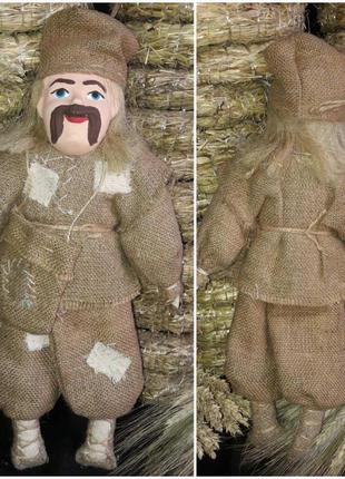 Стильна лялька-мотанка "василько" з керамічним особою, висота 38-40 см