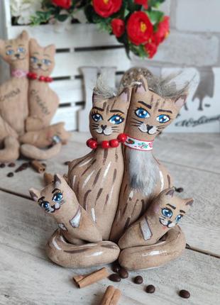 Коти "щаслива родина", коти кава, какао, кориця, 17*18 см