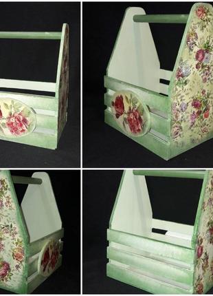 Красивый ящичек ручной работы, декупаж, дерево и фанера, 30х25х19 см., 450 гр.