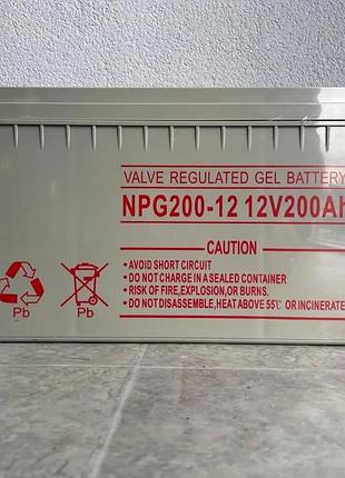 Акумуляторна батарея yndk gel 12v 200ah акумулятор тягова для сонячних електростанцій для дому та квартири