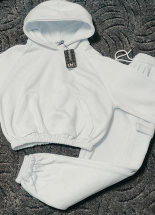 Костюм спортивный на флисе белый