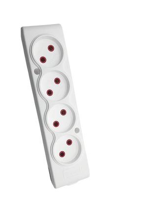 Колодка для подовжувача тессо 4 поста без заземлення біла (102 400 00)