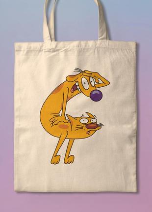 Шоппер эко-сумка с принтом мерч котопёс catdog