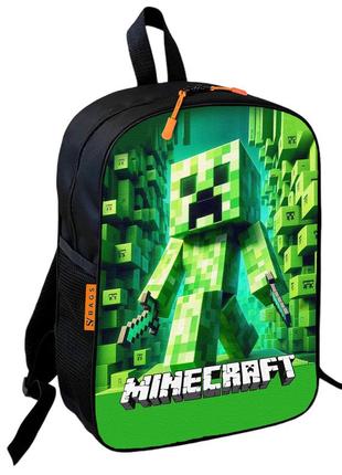 Рюкзак школьный детский 36х27см майнкрафт крипер "minecraft" с принтом для мальчика