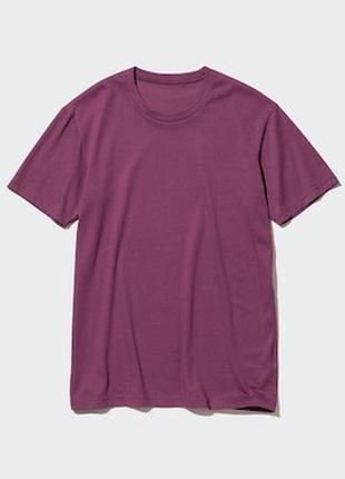 Футболка uniqlo фiолетова базова crew neck