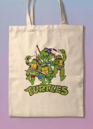 Шоппер эко-сумка с принтом мерч черепашки ниндзя mutant ninja turtles
