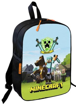 Рюкзак школьный детский 36х27см майнкрафт крипер "minecraft" с принтом для мальчика
