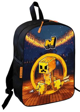 Рюкзак школьный детский 36х27см майнкрафт крипер "minecraft" с принтом для мальчика
