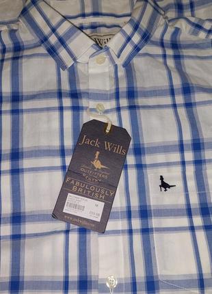 Оригинальная рубашка jack wills salcombe poplin check shirt white/blue с биркой4 фото