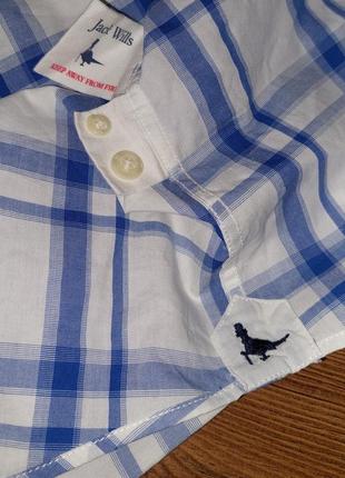 Оригинальная рубашка jack wills salcombe poplin check shirt white/blue с биркой6 фото