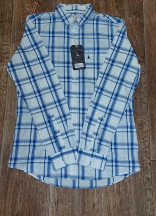 Оригинальная рубашка jack wills salcombe poplin check shirt white/blue с биркой3 фото