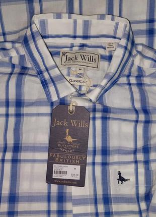 Оригинальная рубашка jack wills salcombe poplin check shirt white/blue с биркой5 фото