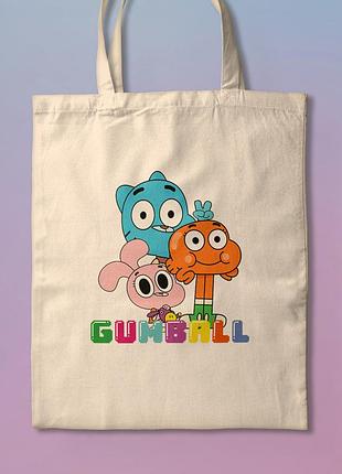 Шоппер еко-сумка з принтом мерч дивовижний світ гамболу amazing world of gumball