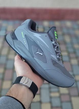 Чоловічі зимові кросівки Wild puma rs-fast thermo сірі з салатовим термо кросівки пума фаст