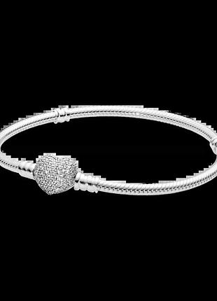 Серебряный браслет сияющее сердце