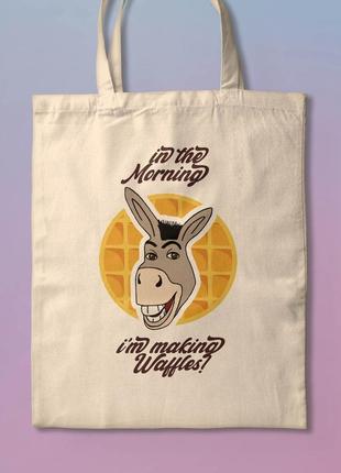 Шоппер еко-сумка з принтом мерч шрек shrek віслюк