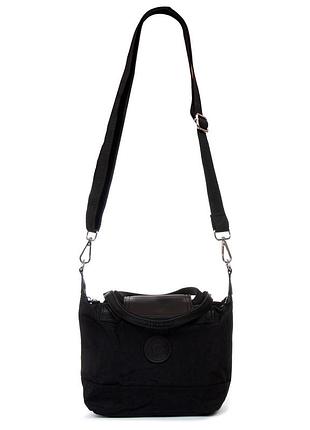 Cумка маленькая женская тканевая на плечо черная один отдел на молнии карманы и две ручки jielshi 116-08