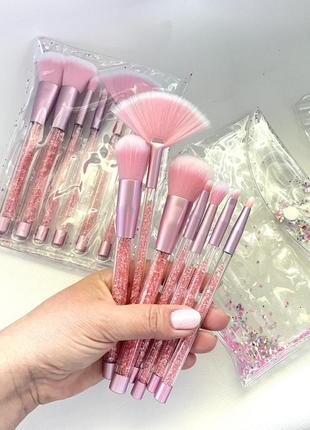 Хит! 7 шт в футляре кисти для макияжа набор pink crystal probeauty