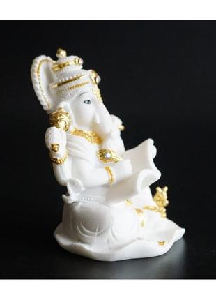 Статуэтка декор ганеш белый полистоун (h-12 см), сувениры фен шуй3 фото