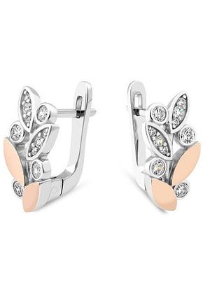 Серьги серебро 925 проба с золотой пластиной