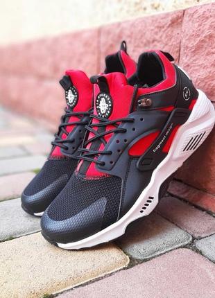 Кросівки nike air huarache x fragment design чорні з червоним