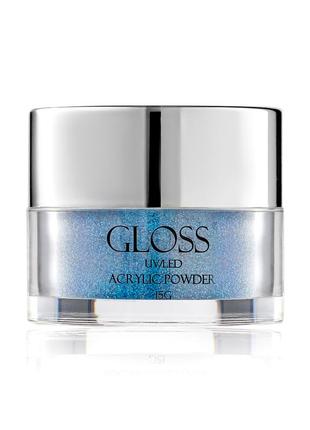 Акриловая пудра acrylic powder gloss серо-синяя 026, 15 г