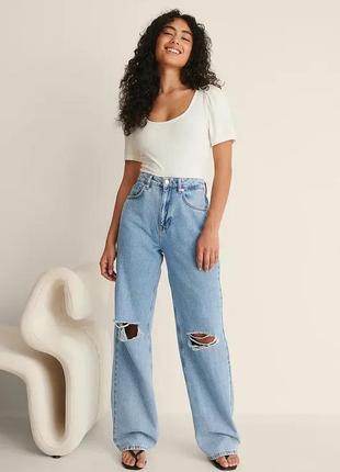 Футболка молочна рукав імітація ліхтарика (розмір хс)