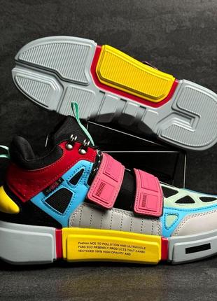Цветные кроссовки на липучках5 фото