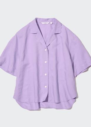 Рубашка uniqlo лляная сиреневая