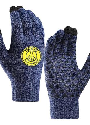 Рукавички футбольні псж сенсорні paris saint-germain touch screen blue/yellow  перчатки (38016)
