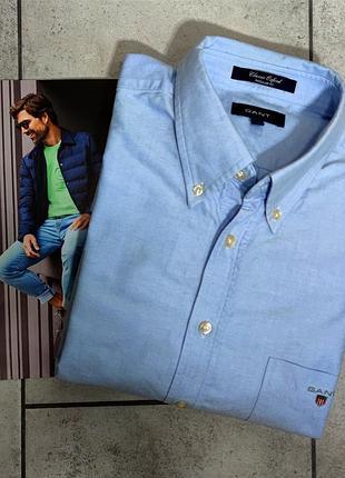 Чоловіча бавовняна приталена сорочка gant оригінал у casual стилі розмір xl xxl