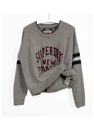 L-xl superdry свитер теплый зимний женский короткий свободный