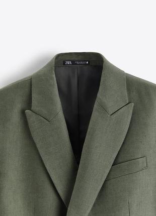 Zara двубортный льняной 100% лен блейзер піджак4 фото