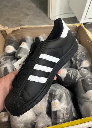 Кросівки adidas superstar black white gold logo