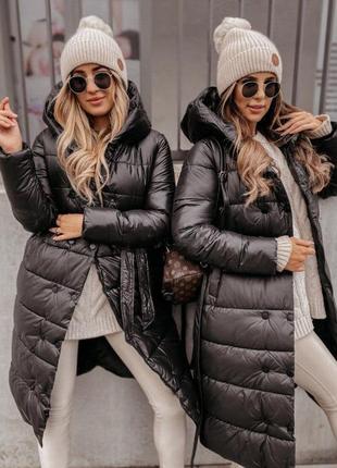 Длинное стеганое пальто, теплое зимнее пальто