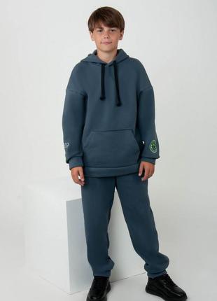 Теплий спортивний підлітковий костюм на флісі, костюм тринитка з начосом зимовий для підлітків