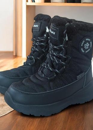 Зимние термо ботинки дутики для девочки подростка на овчине 01366а black, р.33-37