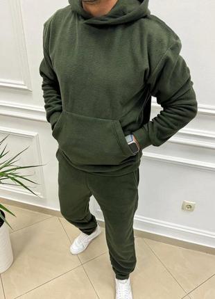 Хаки мужской спортивный костюм утепленный